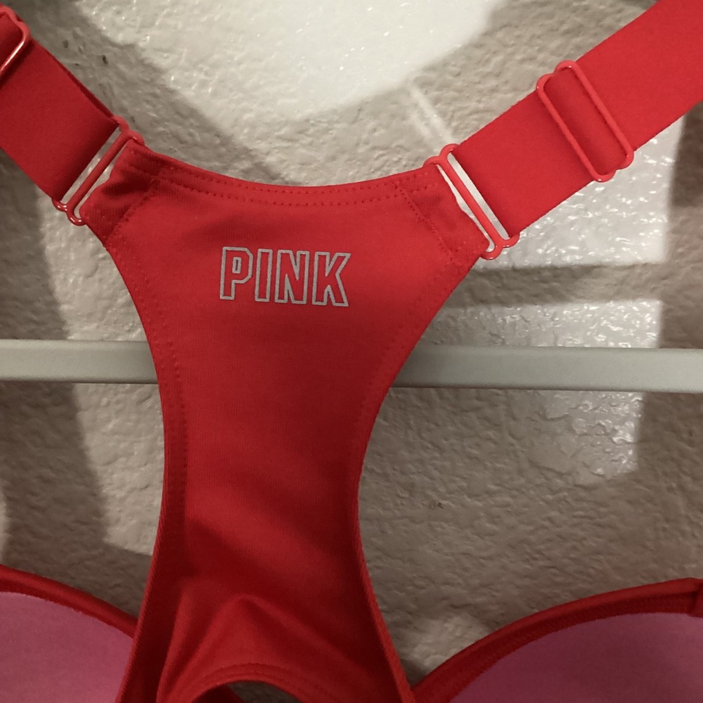 PINK Victoria's Secret Racerback‎ Sports Bra Red Adjustable Straps - Picture 2 of 4